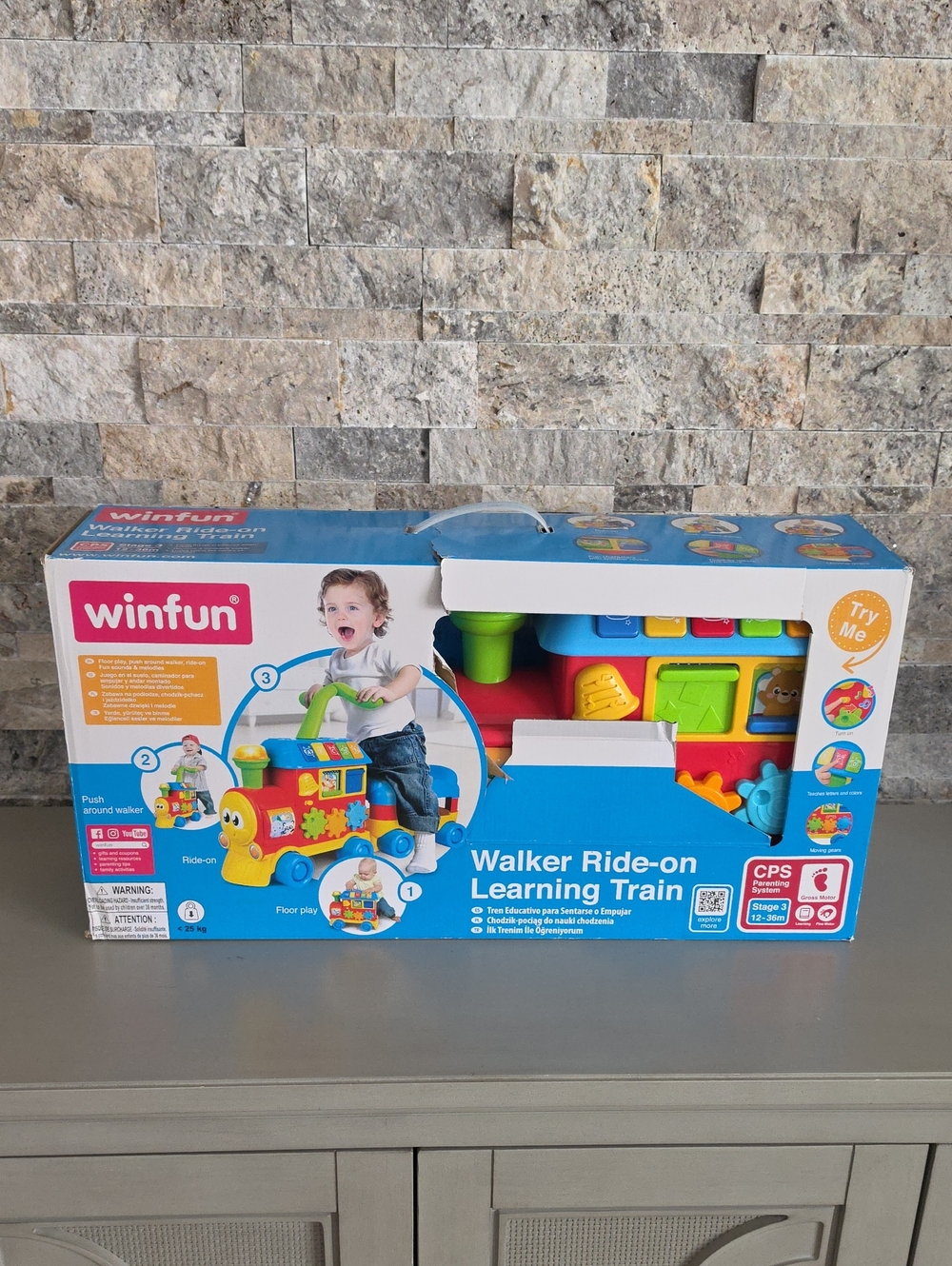 Winfun Walker Ride-On Learning Train - Blue and Multicolor Brand New